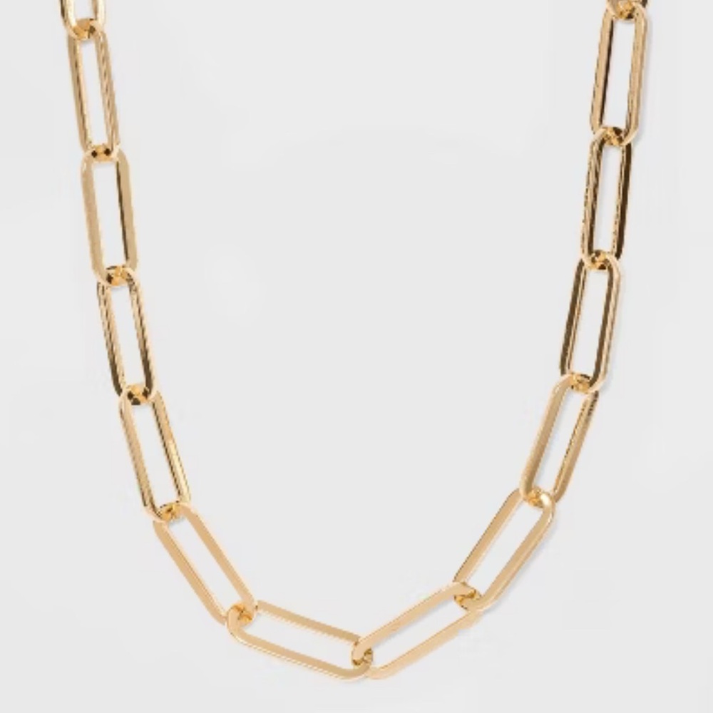 Sugarfix Paperclip Gold Modern Geometric Necklace 17-19”